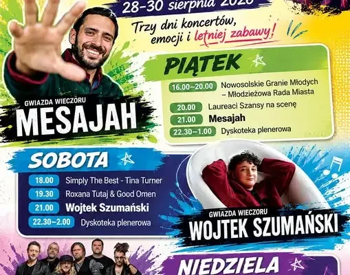 Nowosolskie Zakończenie Wakacji 2026: Mesajah, Wojtek Szumański i inni na scenie ODRA Parku