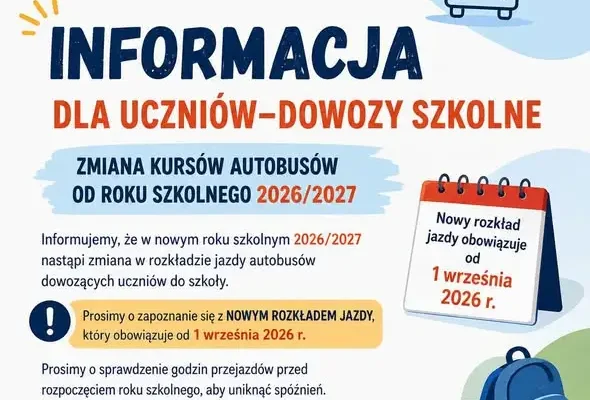 Zmiana rozkładu jazdy autobusów szkolnych w Otyniu od 1 września 2026