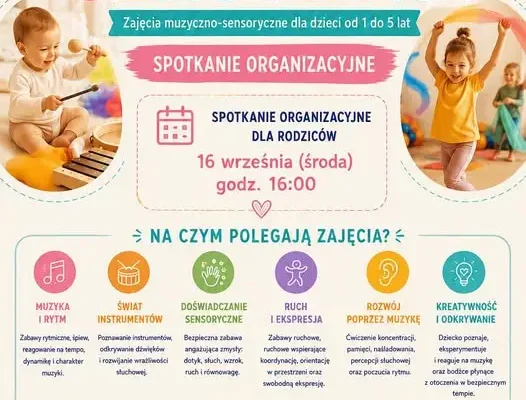 Rytmiko-sensoryka w Nowym Miasteczku: zapisy i spotkanie organizacyjne dla rodziców