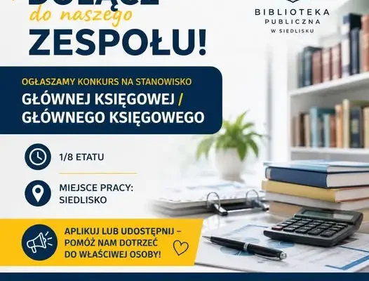 Biblioteka w Siedlisku szuka Głównego Księgowego