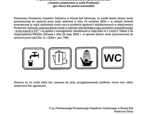 Przyborów: woda z kranu znów bezpieczna – sanepid odwołuje ograniczenia