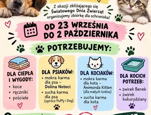 Tydzień Zwierząt w szkole w Tyniu – rusza zbiórka darów dla schroniska