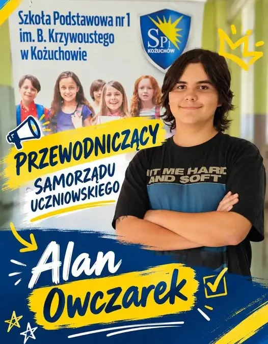 Alan Owczarek nowym przewodniczącym Samorządu Uczniowskiego w Szkole Podstawowej nr 1 w Kożuchowie
