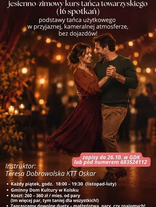 Kurs tańca towarzyskiego w Kolsku – zapisy do 26 października