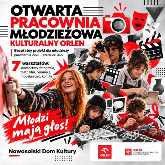 Nowosolski Dom Kultury zaprasza młodzież na bezpłatne warsztaty w ramach projektu „Otwarta Pracownia Młodzieżowa”