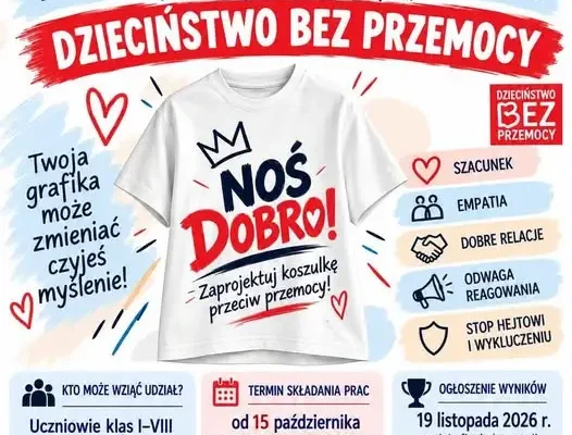 Konkurs plastyczny w Gminie Otyń: zaprojektuj koszulkę przeciw przemocy