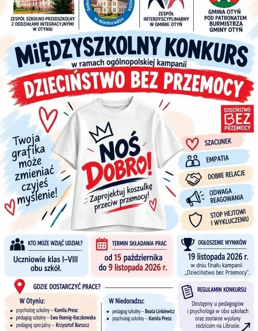 Konkurs plastyczny w Gminie Otyń: zaprojektuj koszulkę przeciw przemocy