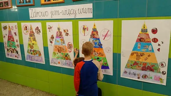 Uczniowie klasy 2a z Nowej Soli promują zdrowe odżywianie na szkolnym korytarzu